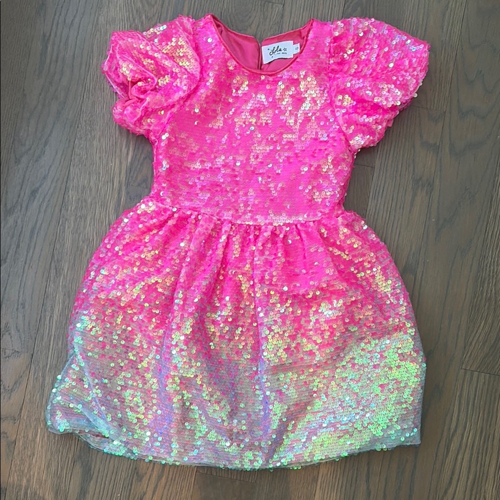 Lola + The Boys Iridescent Hot Pink Sequin Party Dress